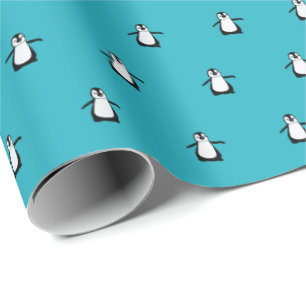Papel De Regalo El invierno azul pingüino de los Navidades más bon