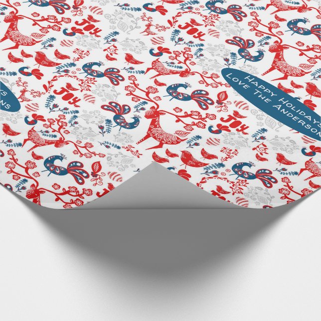 Papel De Regalo El invierno de los venados de Woodland navideño na (Esquina)