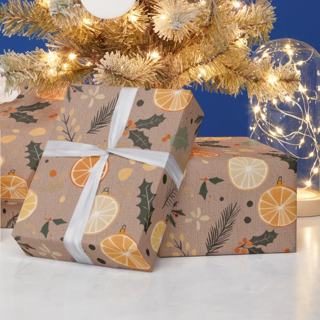 Papel De Regalo El invierno moderno y seco Citrus Kraft (Vacaciones)