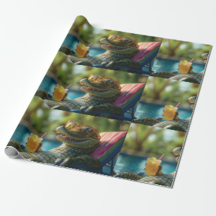 Papel De Regalo El lagarto disfrutando de un cóctel junto a la pis