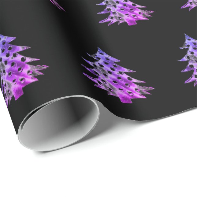 Papel De Regalo El modelo púrpura rosado negro del árbol de (Esquina del rollo)