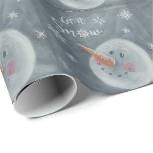 Papel De Regalo El muñeco de nieve lo dejó nevar falso envoltori