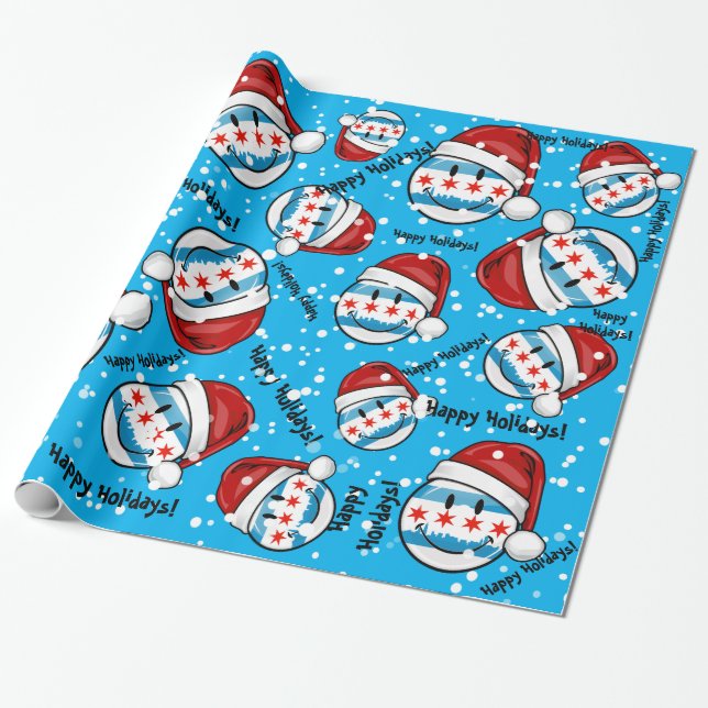 Papel De Regalo El navidad diseña la bandera sonriente de Chicago (Desenrollado)