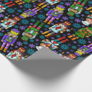 Papel De Regalo El navidad modela con el cascanueces y los copos