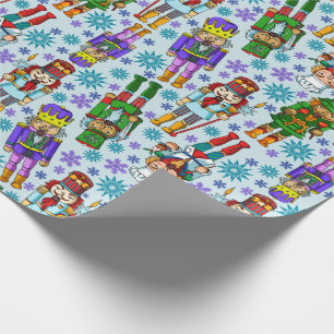 Papel De Regalo El navidad modela con el cascanueces y los copos