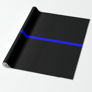Papel De Regalo El negro horizontal de la delgada línea azul simb