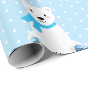 Papel De Regalo El niño azul del oso polar limpio
