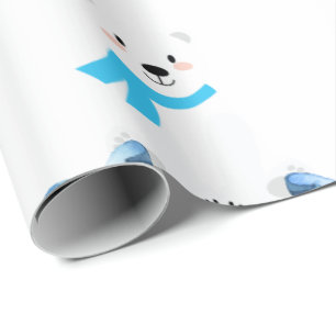 Papel De Regalo El niño azul del oso polar limpio