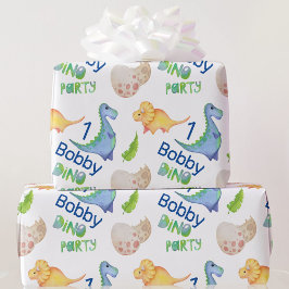 Papel De Regalo El niño de cumpleaños de Dino Fiesta Cute Dinosaur