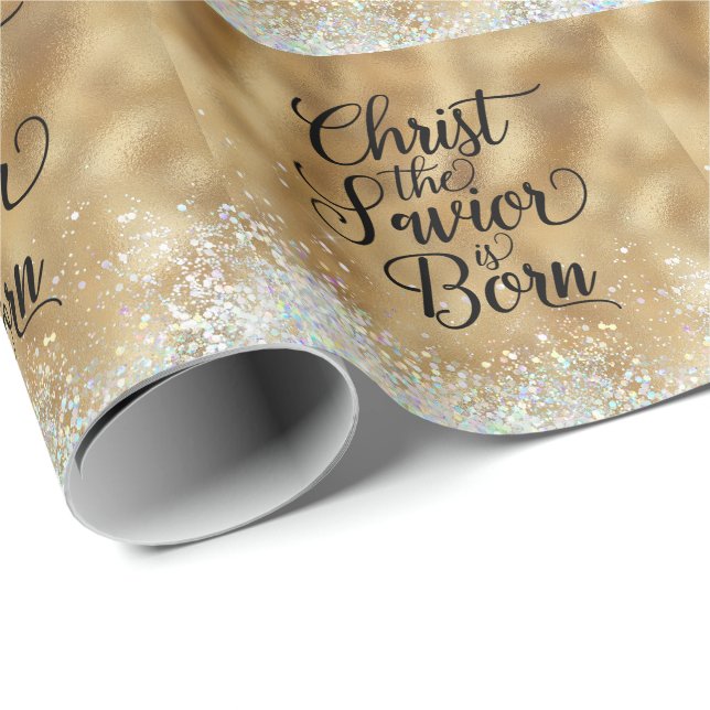 Papel De Regalo El oro Cristo salvador Navidades cristianos (Esquina del rollo)