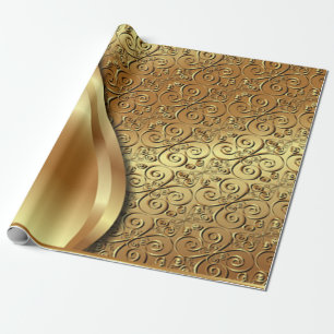 Papel De Regalo El oro de dos tonos plateó textura con una