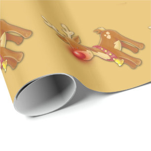 Papel De Regalo el oro de los renos de la nariz roja
