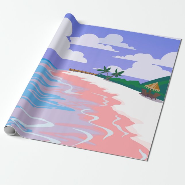 Papel De Regalo El paisaje marino de la playa tropical de arena ro (Desenrollado)