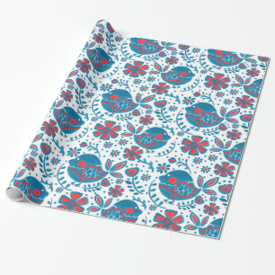 Papel De Regalo El pájaro azul en el jardín