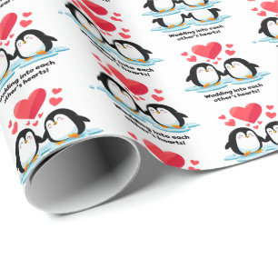 Papel De Regalo ¡El paquete de amor de los pingüinos se retuerce l