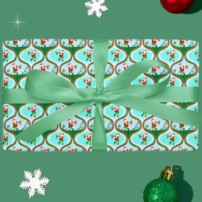 Papel De Regalo El paraíso del baloncesto de Santa (Santa's pickleball showdown - festive wrap for jolly sporty holidays!)