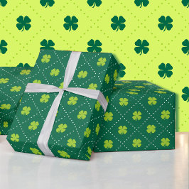 Papel De Regalo El patrón de Shamrock verde de San Patricio
