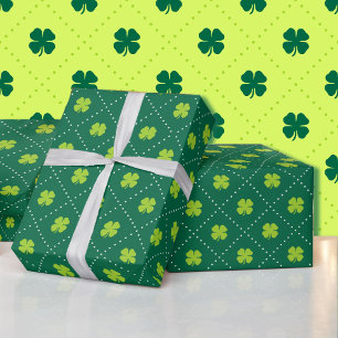 Papel De Regalo El patrón de Shamrock verde de San Patricio