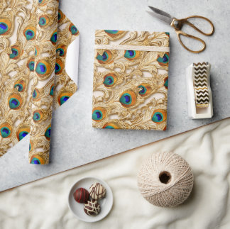 Papel De Regalo El pavo real es un arte moderno de oro nuevo elega