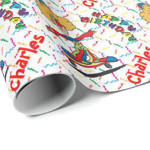 Papel De Regalo El payaso patinador del feliz cumpleaños el  
