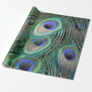 Papel De Regalo El Peafowl empluma ojos azules grandes