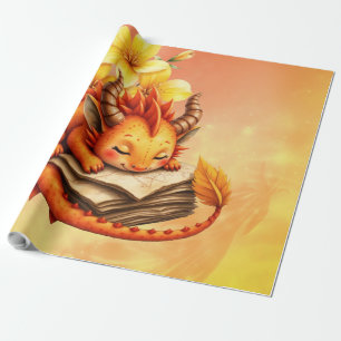 Papel De Regalo El pequeño dragón místico. 