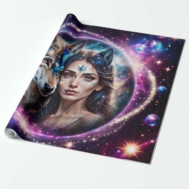 Papel De Regalo El poder del lobo místico (Desenrollado)