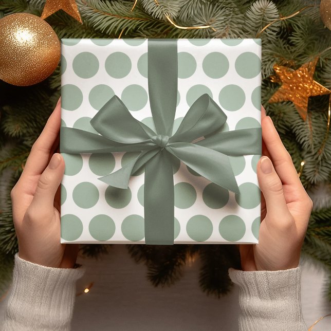 Papel De Regalo El polka verde moderno deja a los Navidades envolv (Subido por el creador)