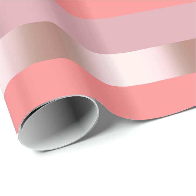 Papel De Regalo El polluelo moderno elegante subió el coral rosado (Esquina del rollo)