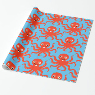 Papel De Regalo El pulpo sonriente rojo agudo Thunder_Cove