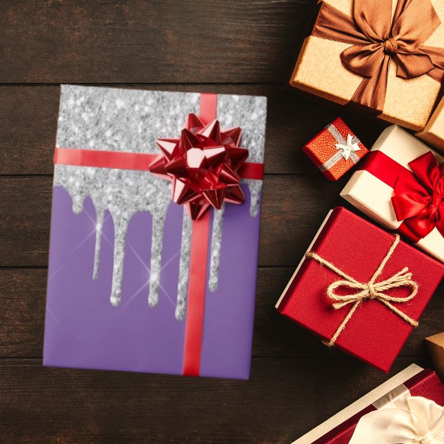 Papel De Regalo El purpurina de plata bebe el cumpleaños del brill (Subido por el creador)