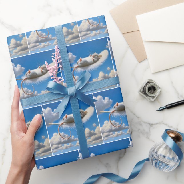 Papel De Regalo El ratón flotando en una pluma (Regalar)