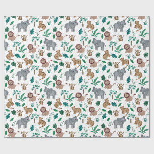 Papel De Regalo El regalo de cumpleaños de la jungla para niños