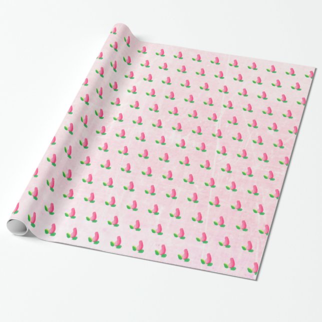 Papel De Regalo El regalo de cumpleaños de Rosebud Gilt Pink (Desenrollado)