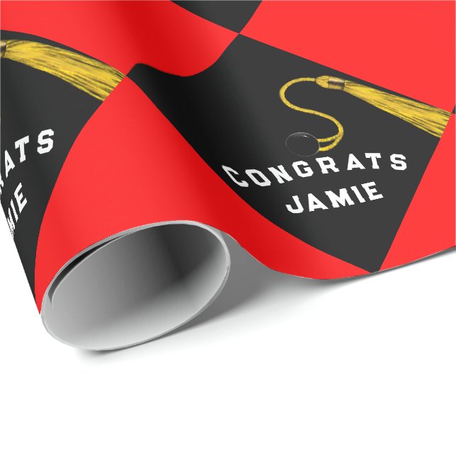 Papel De Regalo El regalo de graduación rojo (Esquina del rollo)