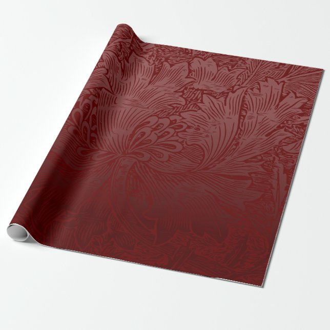Papel De Regalo El rico Clásico Rojo William Morris Floral (Desenrollado)