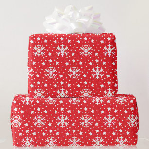 Papel De Regalo El rollo de los Navidades de los copos de nieve ro