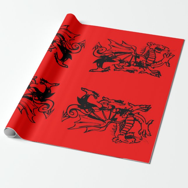 Papel De Regalo El ruidoso dragón galés rojo de Gales. (Desenrollado)