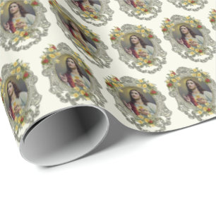 Papel De Regalo El Sagrado Corazón Religioso Jesús Elegante Envo