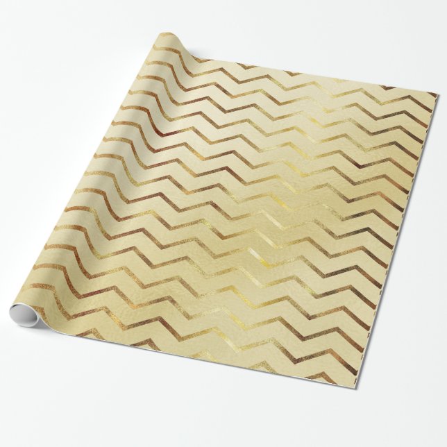 Papel De Regalo El Shimmer Chevron de oro (Desenrollado)