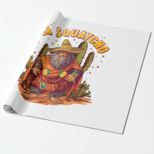 Papel De Regalo El Squatcho Bigfoot con Maraca, Sombrero y Ponc