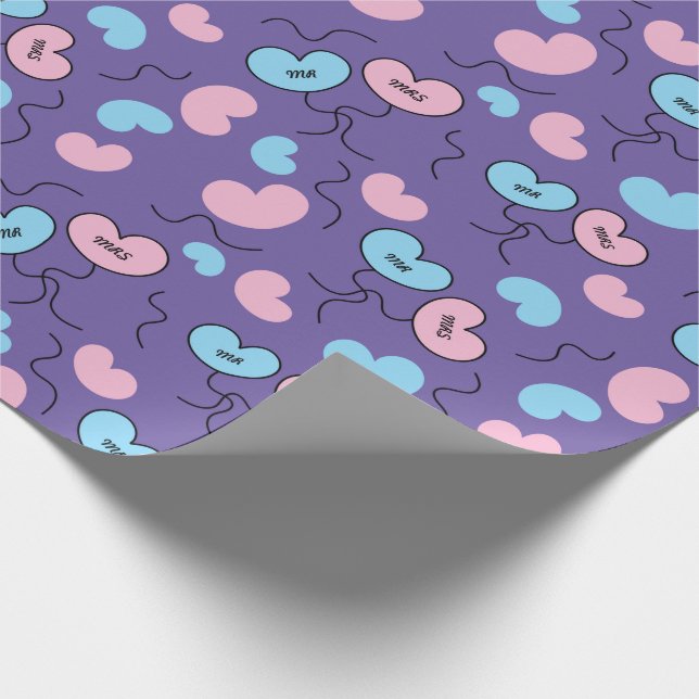 Papel De Regalo El Sr. y la Sra. Balloons Wedding Party Purple Sea (Esquina)