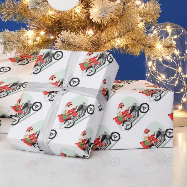 Papel De Regalo El Sr. y la Sra. Biker Santa' Navidades envolver p (Vacaciones)