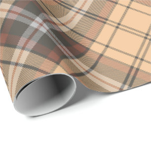 Papel De Regalo El tartán beige y marrón rotado