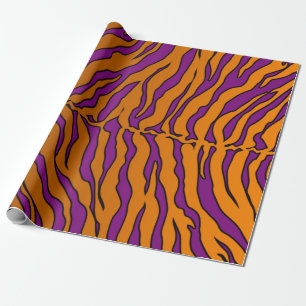 Papel De Regalo El tigre púrpura y anaranjado raya el estampado d