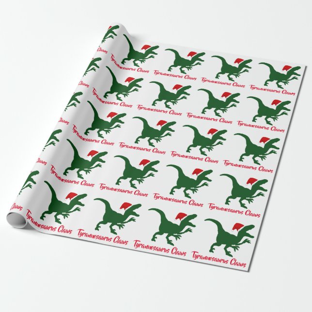 Papel De Regalo El Tyrannosaurus agarra navidad (Desenrollado)