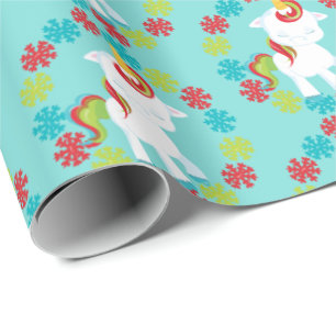 Papel De Regalo El unicornio del navidad de la fantasía tejó el