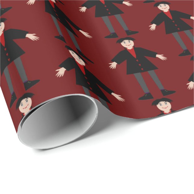 Papel De Regalo El vampiro de Halloween estampado (Esquina del rollo)