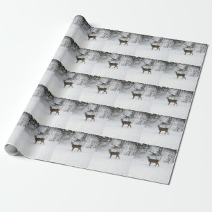 Papel De Regalo El venado de pie en nieve