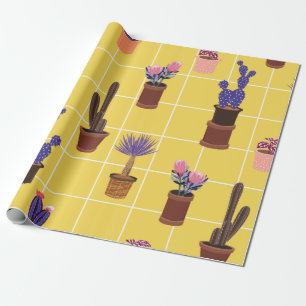 Papel De Regalo El verano brillante lindo Cactus en muchos tipos d